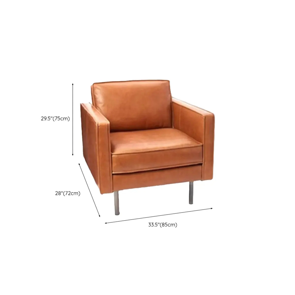 Coffee Leather Wood Frame 3-Seats Sofa with Legs Image - 13