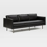 Coffee Leather Wood Frame 3-Seats Sofa with Legs Image - 2