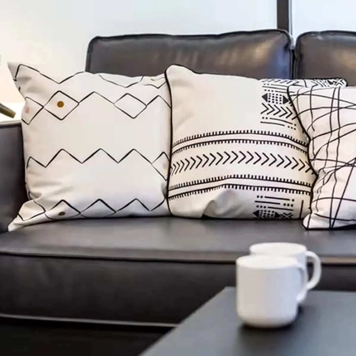 Coffee Leather Wood Frame 3-Seats Sofa with Legs Image - 9