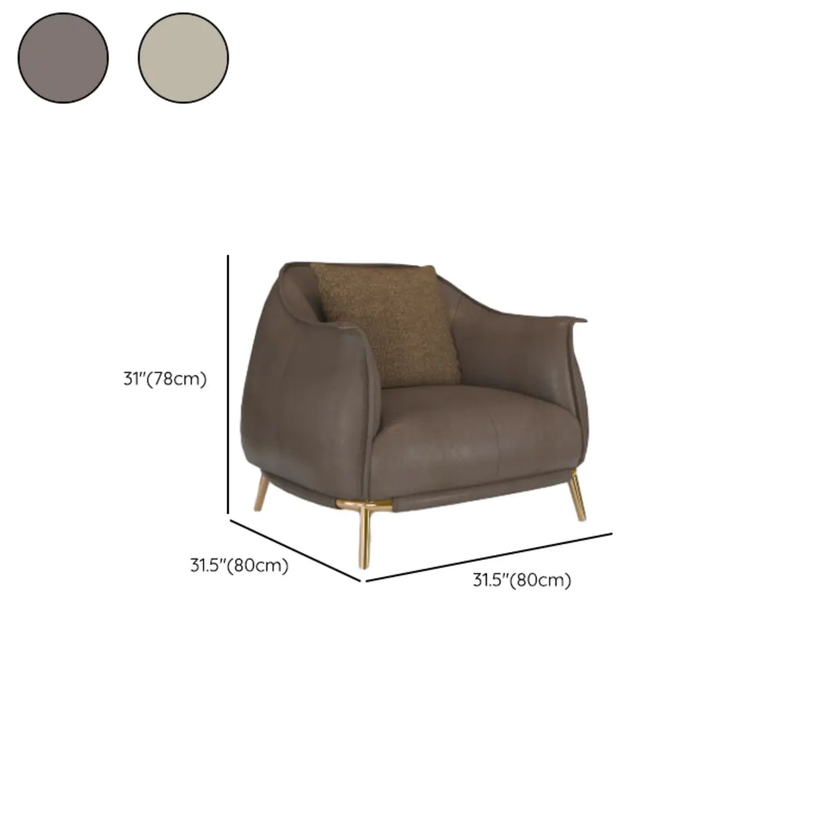 Coffee Microfiber Leather Pillow Back Arm Chair 
