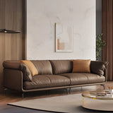 Coffee Scratch Resistant Top Layer Leather Latex Sofa Image - 1