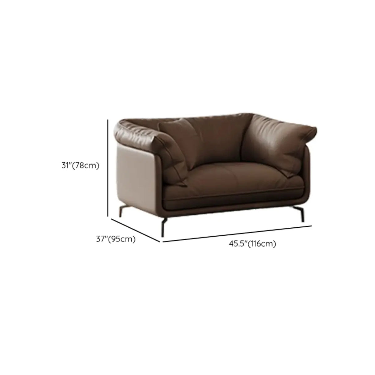 Coffee Scratch Resistant Top Layer Leather Latex Sofa Image - 12