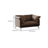 Coffee Scratch Resistant Top Layer Leather Latex Sofa Image - 12