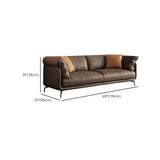 Coffee Scratch Resistant Top Layer Leather Latex Sofa Image - 13