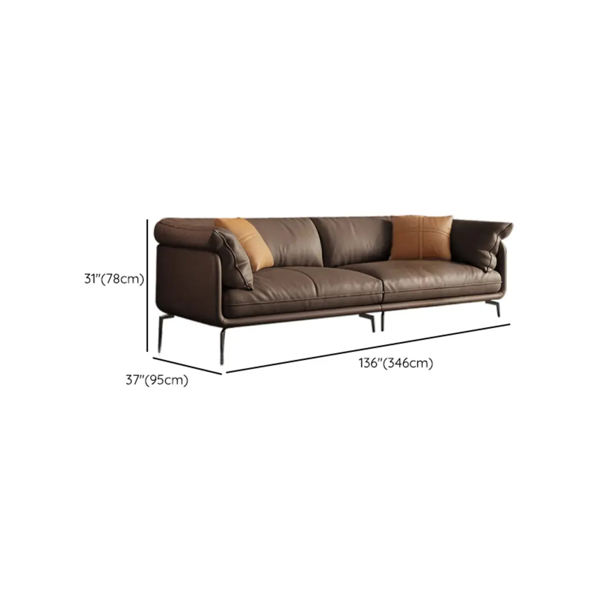 Coffee Scratch Resistant Top Layer Leather Latex Sofa Image - 18