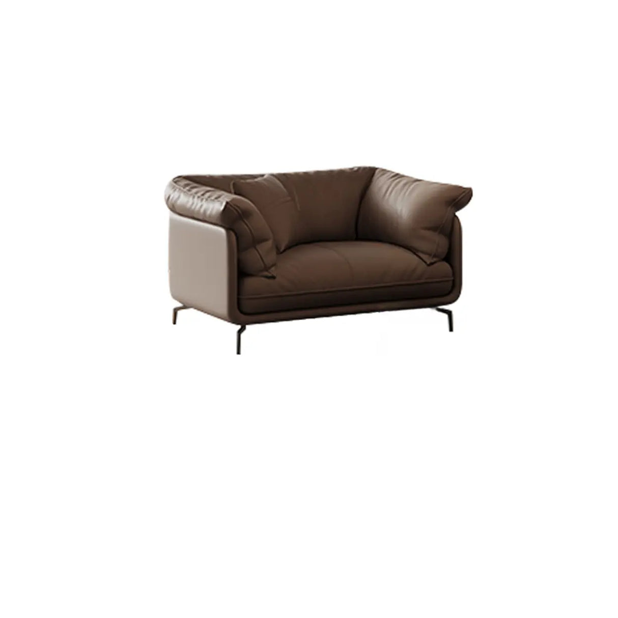 Coffee Scratch Resistant Top Layer Leather Latex Sofa Image - 3