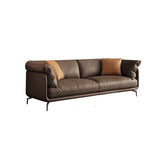 Coffee Scratch Resistant Top Layer Leather Latex Sofa Image - 5
