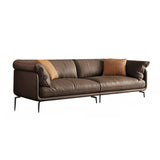 Coffee Scratch Resistant Top Layer Leather Latex Sofa Image - 7