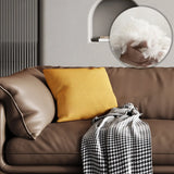 Coffee Scratch Resistant Top Layer Leather Latex Sofa Image - 8