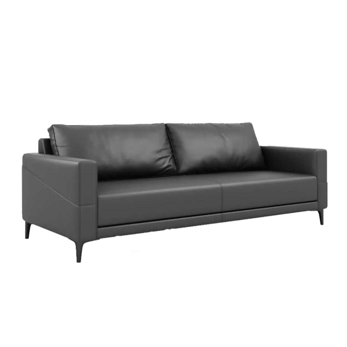 Coffee Waterproof Faux Leather Upholstered Back Sofa Image - 11