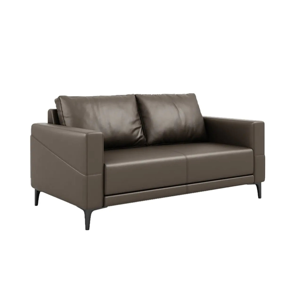 Coffee Waterproof Faux Leather Upholstered Back Sofa Image - 13
