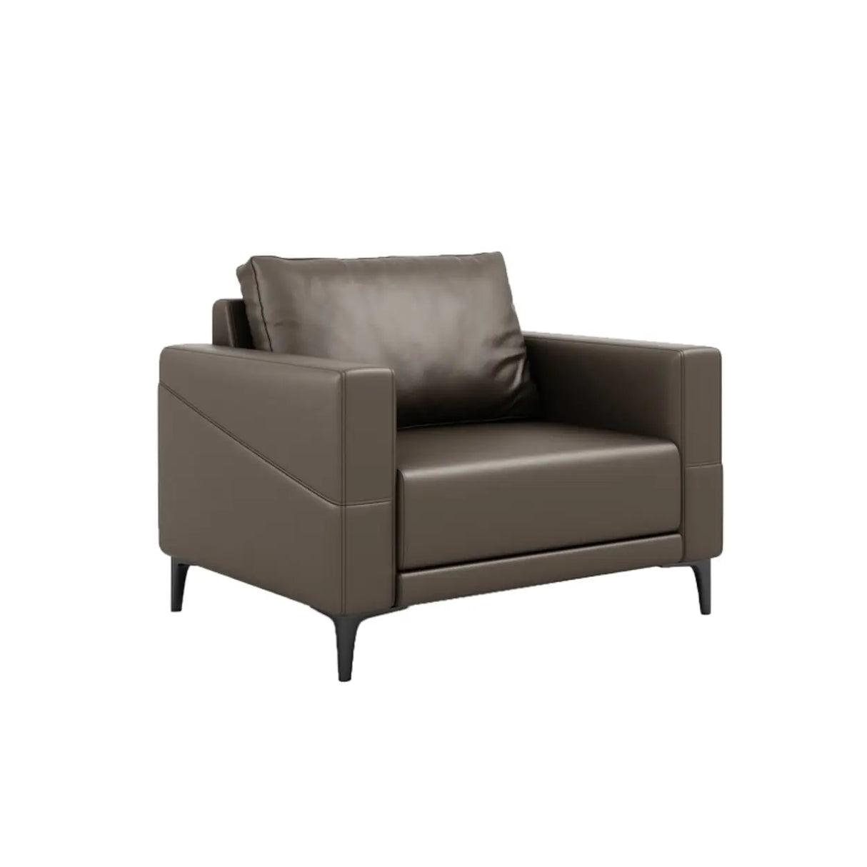 Coffee Waterproof Faux Leather Upholstered Back Sofa Image - 16