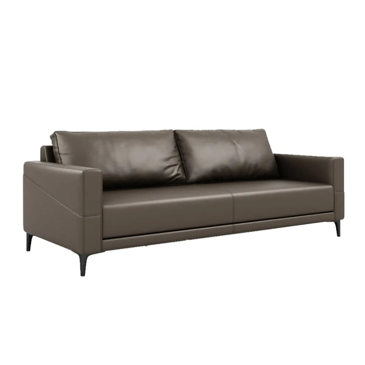 Coffee Waterproof Faux Leather Upholstered Back Sofa Image - 17