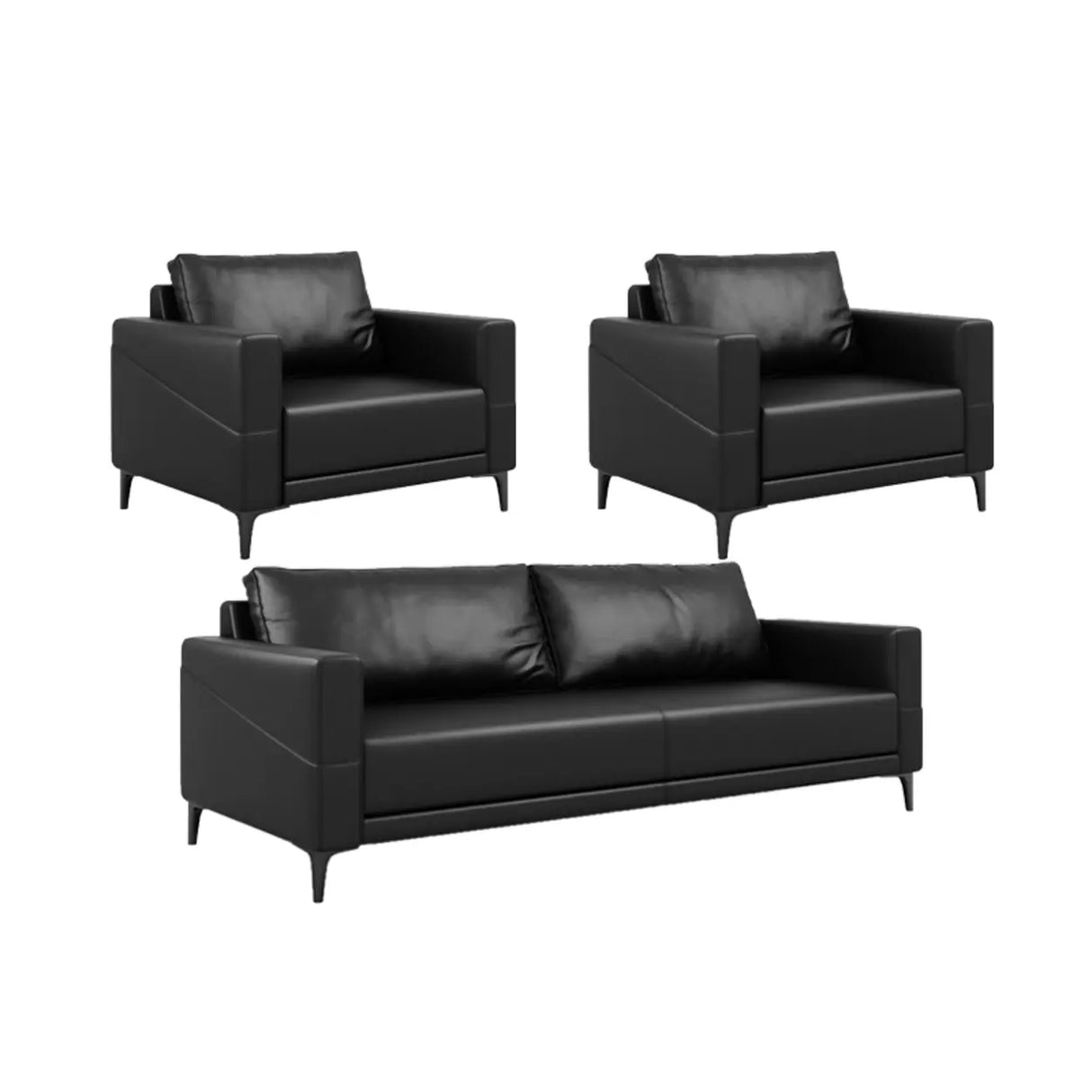Coffee Waterproof Faux Leather Upholstered Back Sofa Image - 18