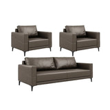 Coffee Waterproof Faux Leather Upholstered Back Sofa Image - 20