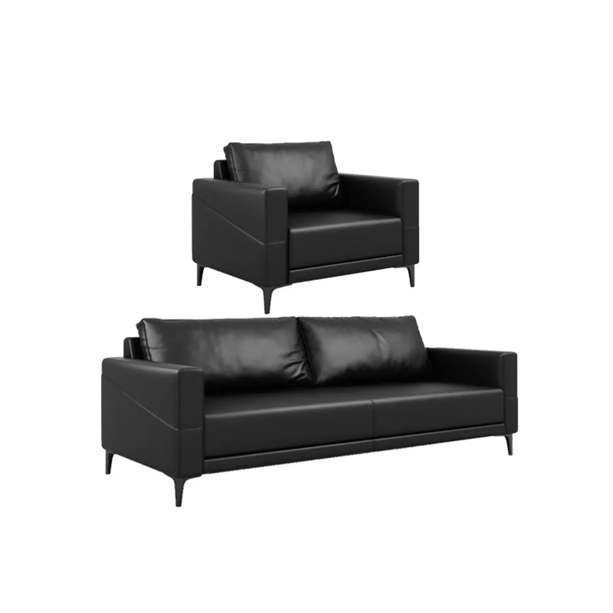 Coffee Waterproof Faux Leather Upholstered Back Sofa Image - 21