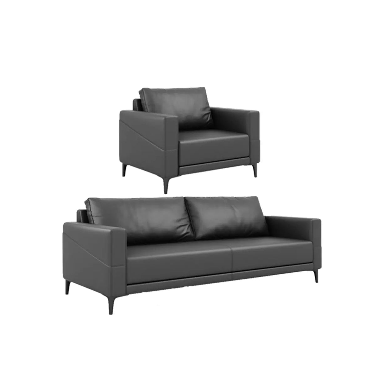 Coffee Waterproof Faux Leather Upholstered Back Sofa Image - 22