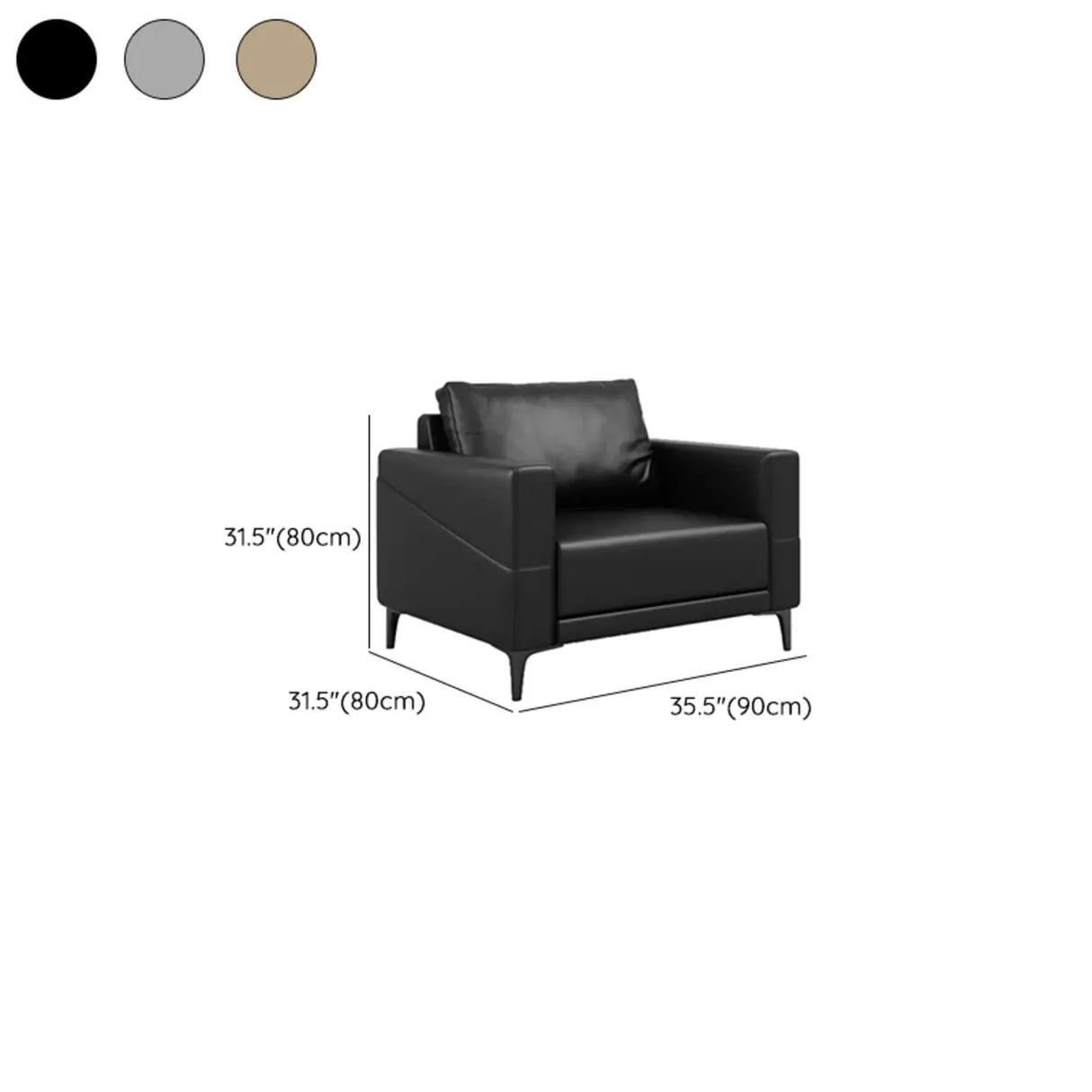 Coffee Waterproof Faux Leather Upholstered Back Sofa 
