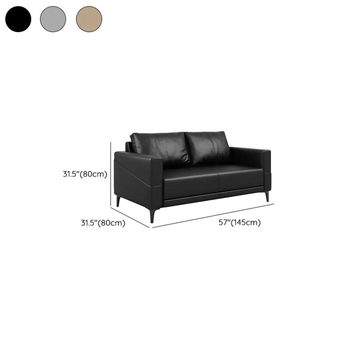 Coffee Waterproof Faux Leather Upholstered Back Sofa Image - 25