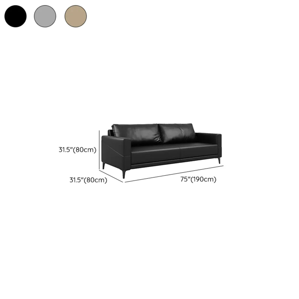 Coffee Waterproof Faux Leather Upholstered Back Sofa Image - 26