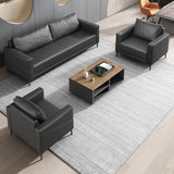 Coffee Waterproof Faux Leather Upholstered Back Sofa Image - 3