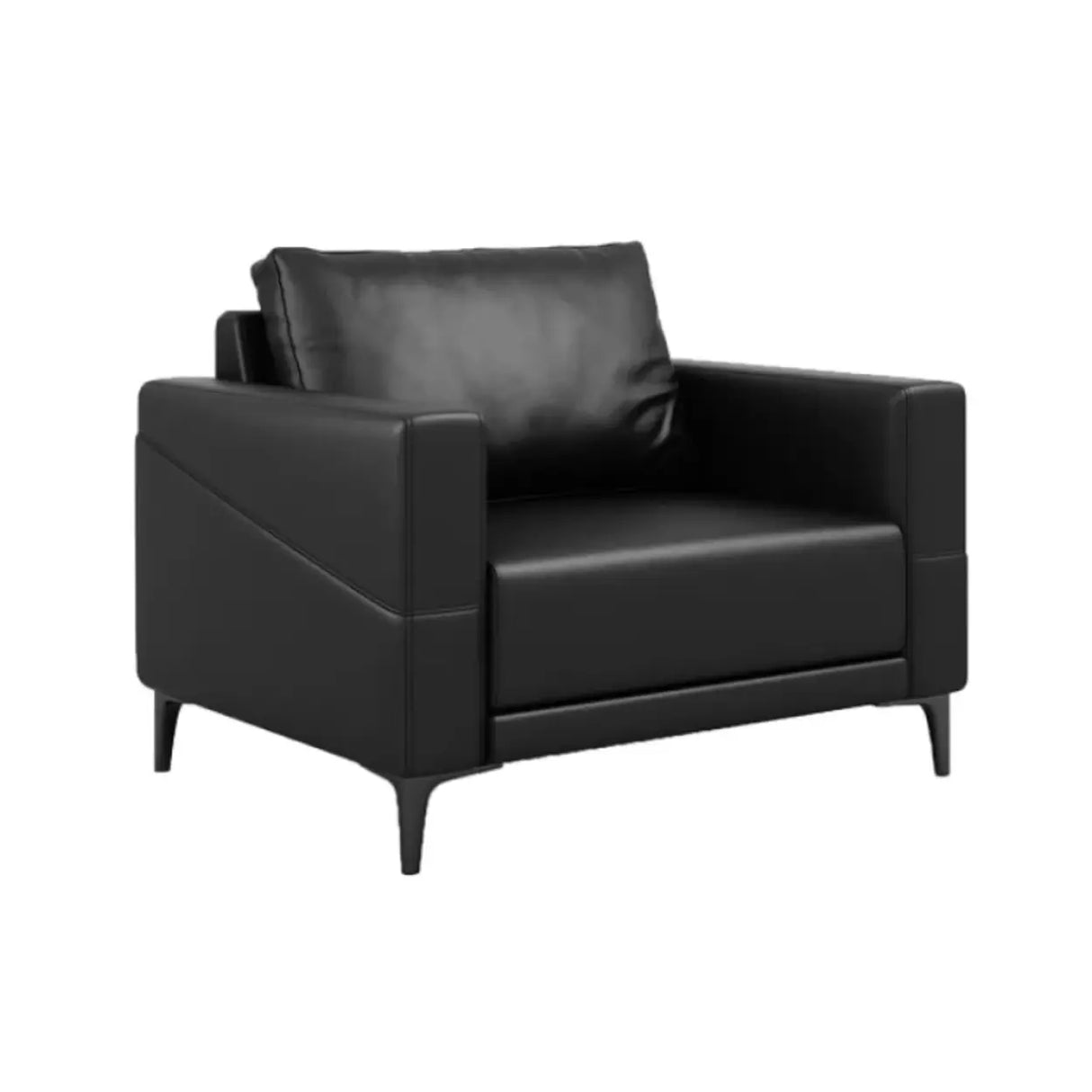 Coffee Waterproof Faux Leather Upholstered Back Sofa Image - 4