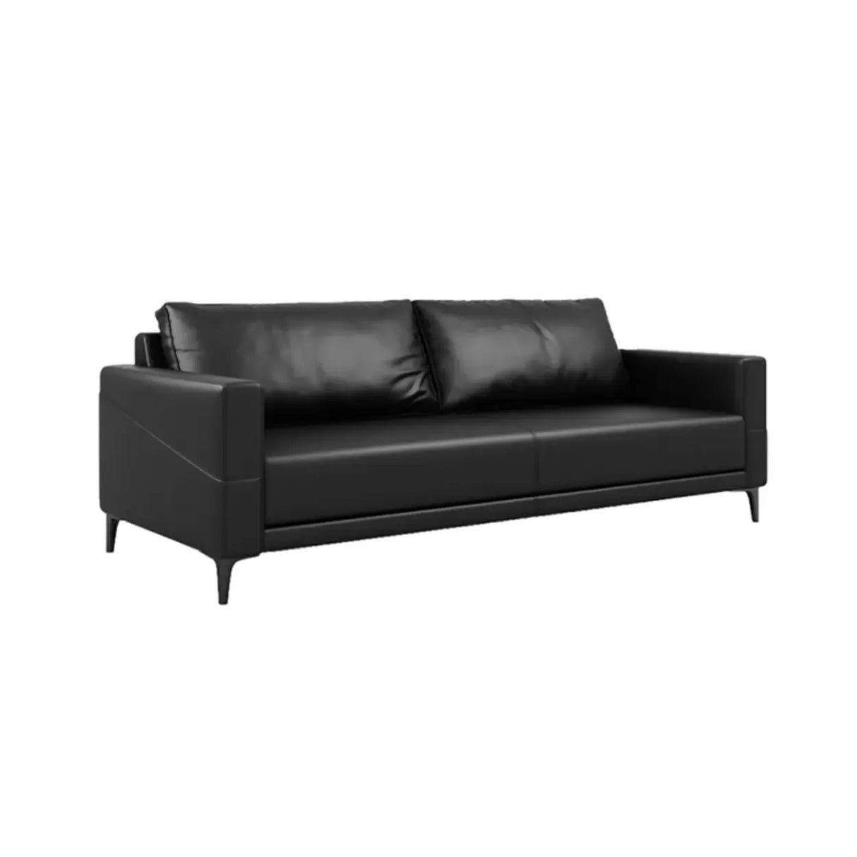Coffee Waterproof Faux Leather Upholstered Back Sofa Image - 5