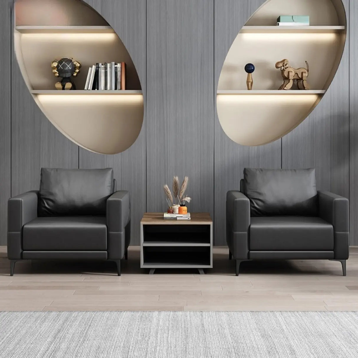 Coffee Waterproof Faux Leather Upholstered Back Sofa Image - 8