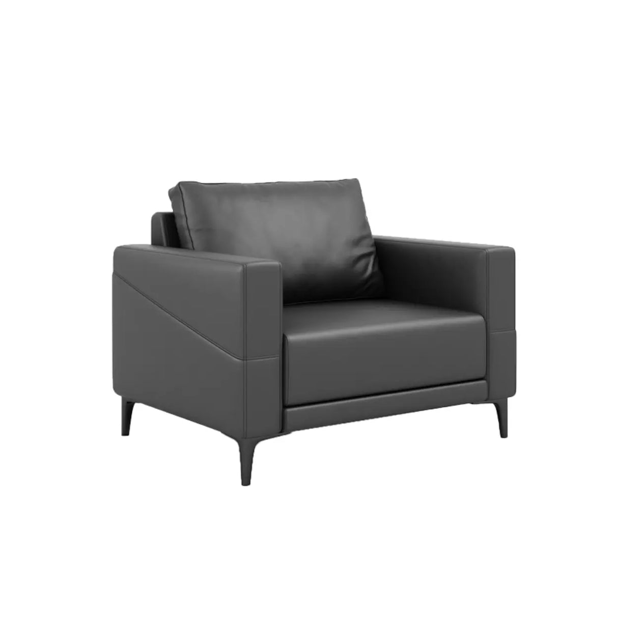 Coffee Waterproof Faux Leather Upholstered Back Sofa Image - 9