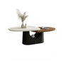 Coffee White Oval Wood Iron Coffee Table with Storage Image - 2