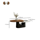 Coffee White Oval Wood Iron Coffee Table with Storage #size