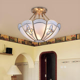 Colonial Brass Scalloped Glass Semi-Flush Mount Light Image - 1