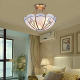 Colonial Brass Scalloped Glass Semi-Flush Mount Light Image - 3