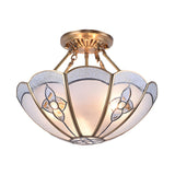 Colonial Brass Scalloped Glass Semi-Flush Mount Light Image - 4