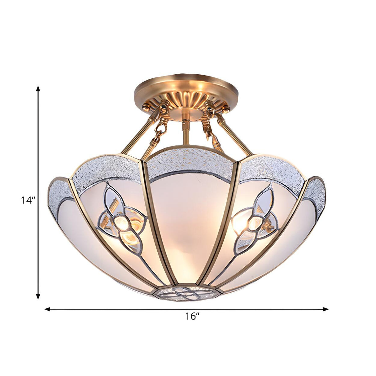 Colonial Brass Scalloped Glass Semi-Flush Mount Light Image - 5