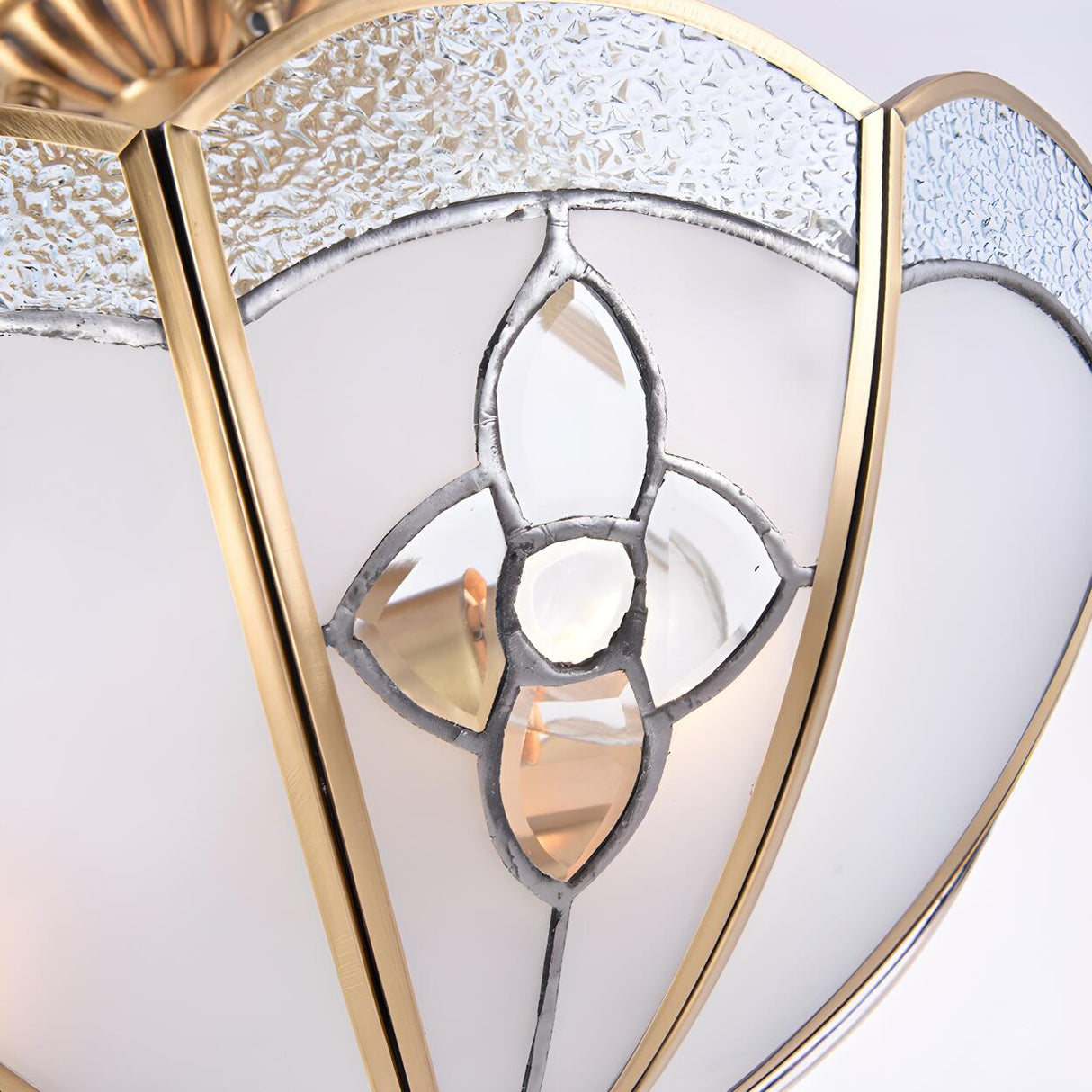 Colonial Brass Scalloped Glass Semi-Flush Mount Light Image - 6