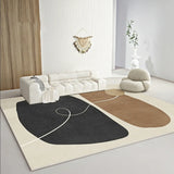 Color Block Scandinavian Polyester Rectangle Area Rug Image - 2