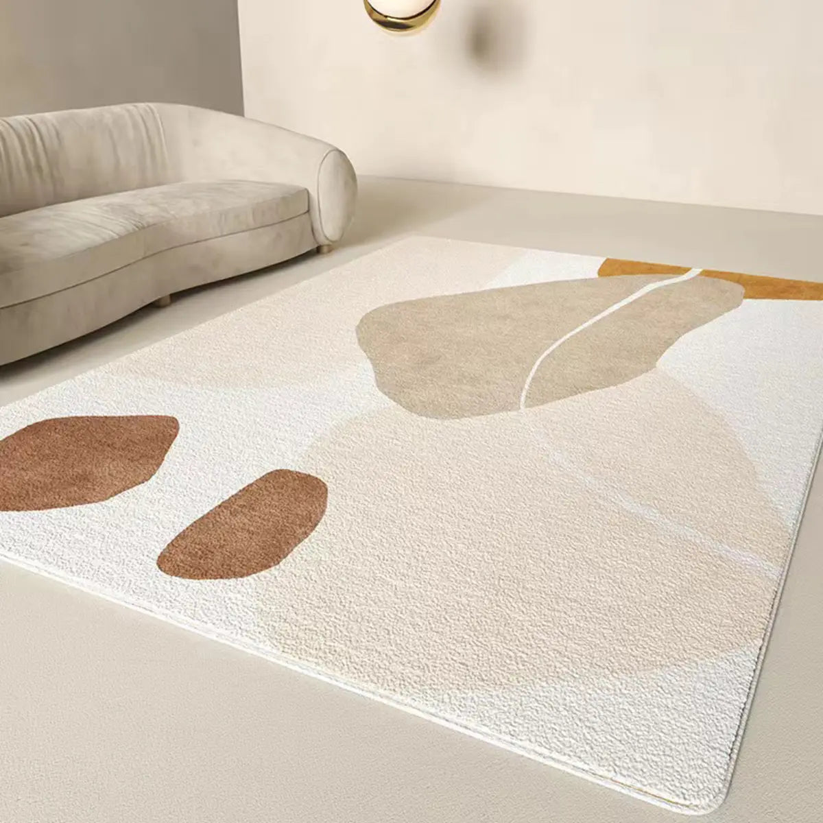 Color Block Scandinavian Rectangle Soft Cream Area Rug Image - 1