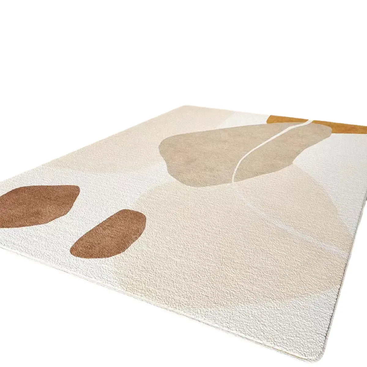 Color Block Scandinavian Rectangle Soft Cream Area Rug Image - 10