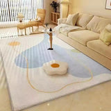 Color Block Scandinavian Rectangle Soft Cream Area Rug Image - 5