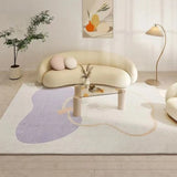 Color Block Scandinavian Rectangle Soft Cream Area Rug Image - 7