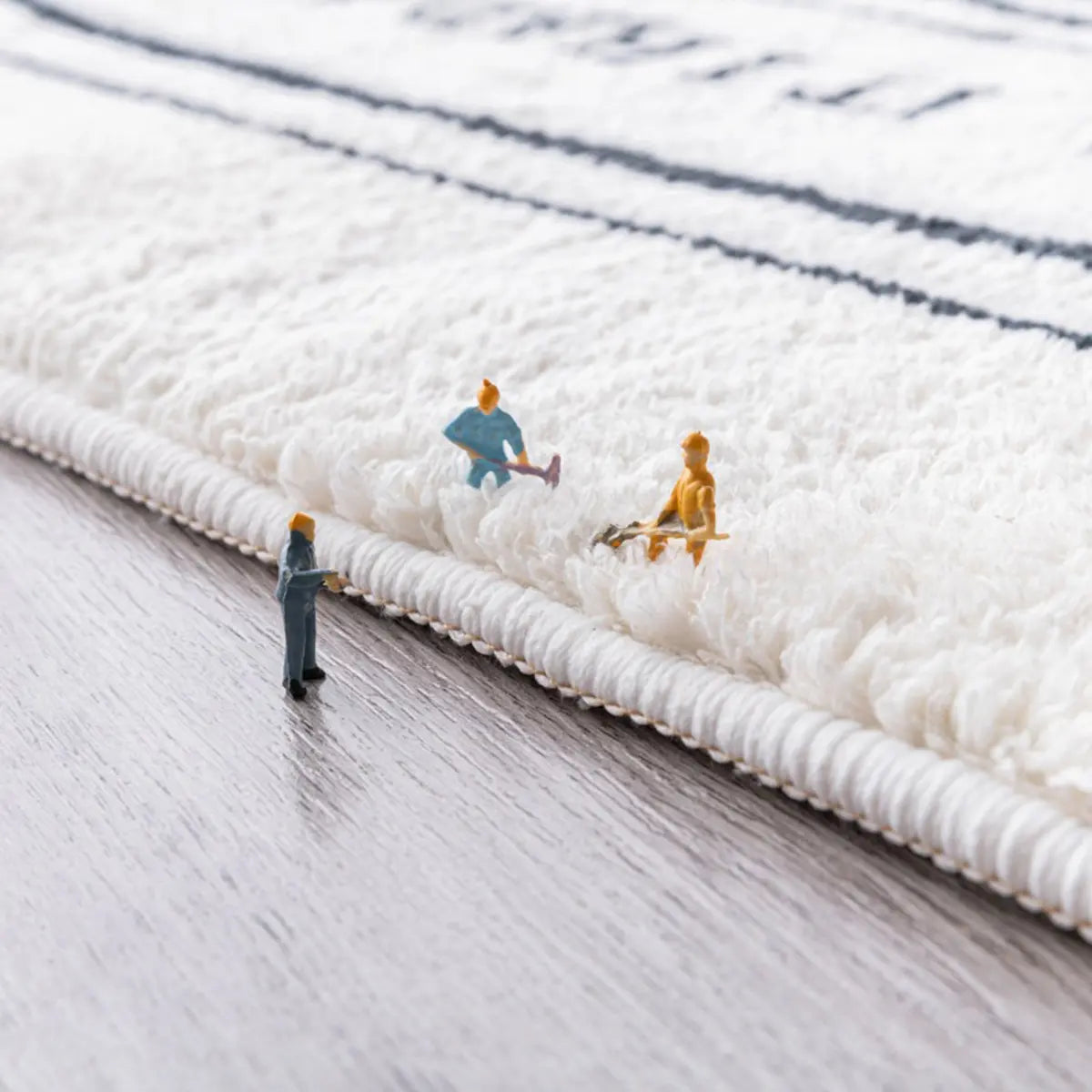 Color Block Scandinavian Rectangle Soft Cream Area Rug Image - 8