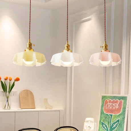 Colorful 3-Light Floral Glass Island Ceiling Lights Image - 1