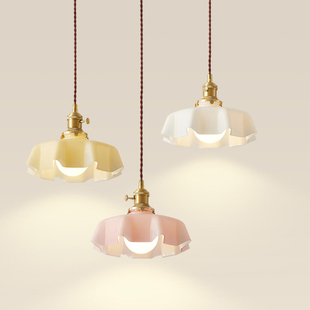Colorful 3-Light Floral Glass Island Ceiling Lights Image - 10