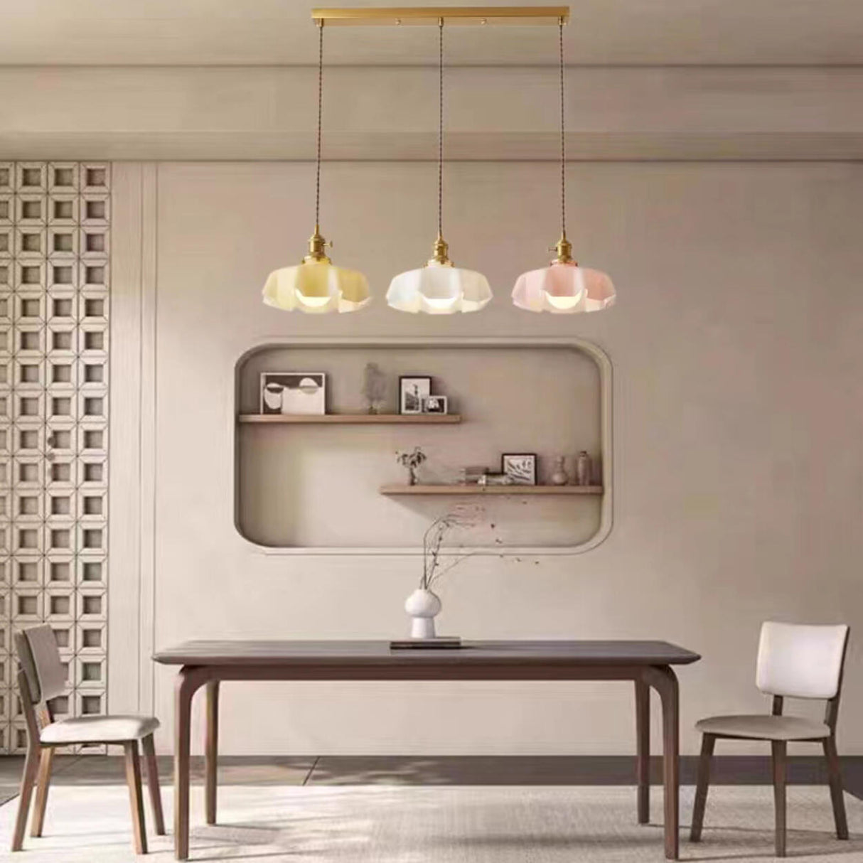 Colorful 3-Light Floral Glass Island Ceiling Lights Image - 14