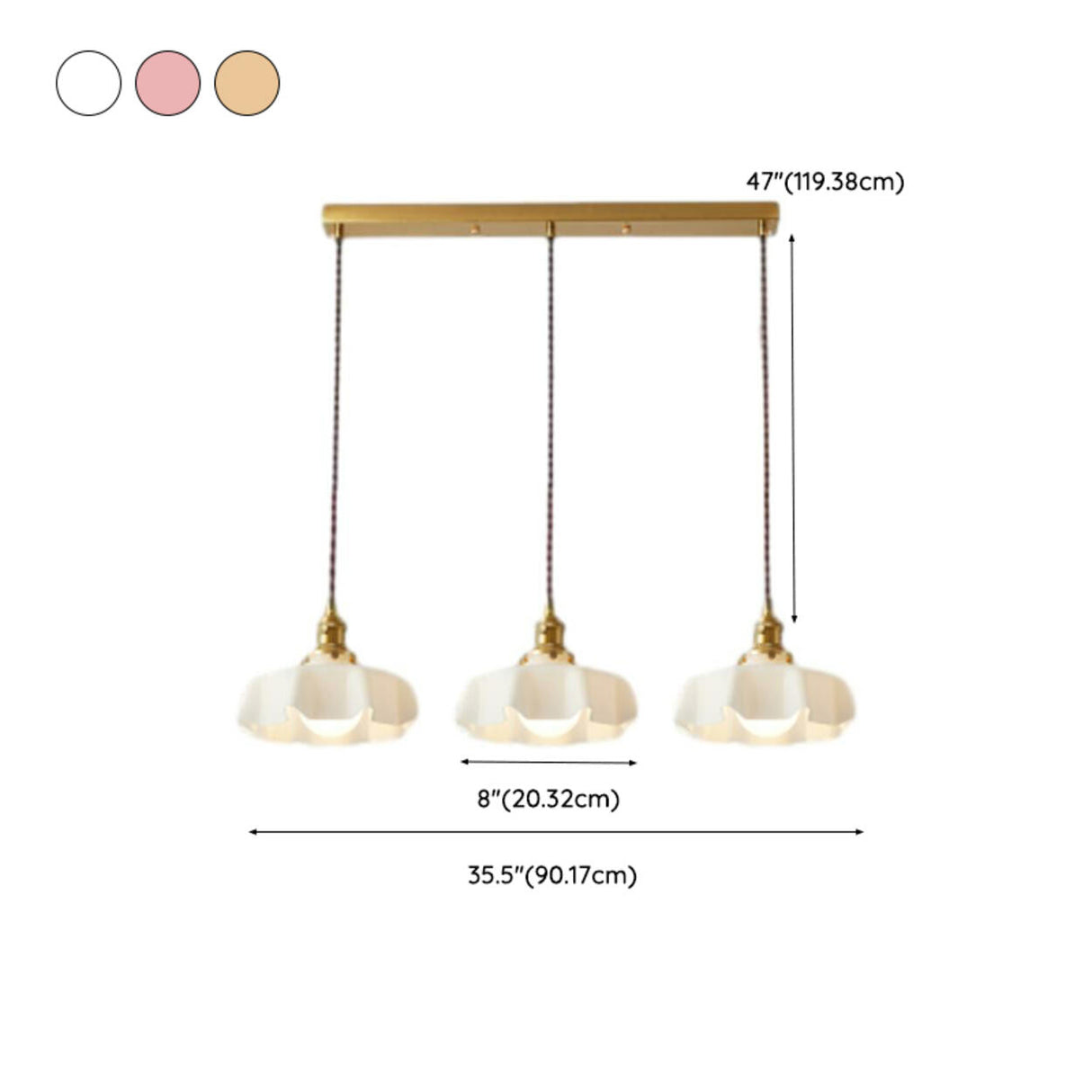 Colorful 3-Light Floral Glass Island Ceiling Lights 