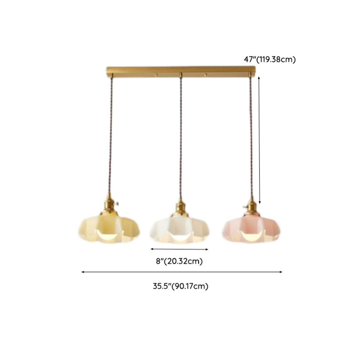 Colorful 3-Light Floral Glass Island Ceiling Lights Image - 17