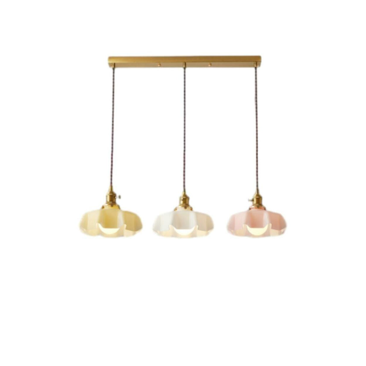 Colorful 3-Light Floral Glass Island Ceiling Lights Image - 7