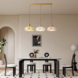 Colorful 3-Light Floral Glass Island Ceiling Lights Image - 8