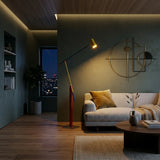 Colorful Adjustable Swing Arm LED Floor Lamp with Yellow Shade Image - 2